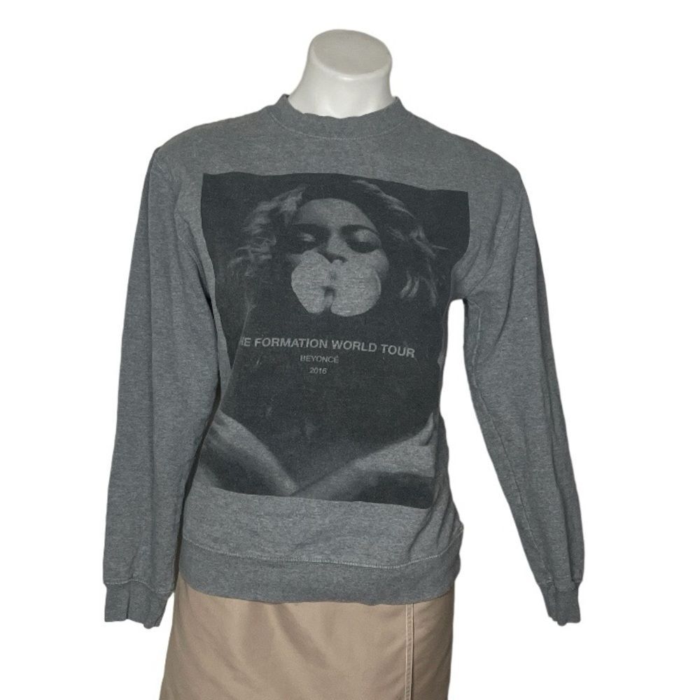 BEYONCÉ Sweatshirt The Formation Tour 2016 Grey Crew Black Graphic Size Small
